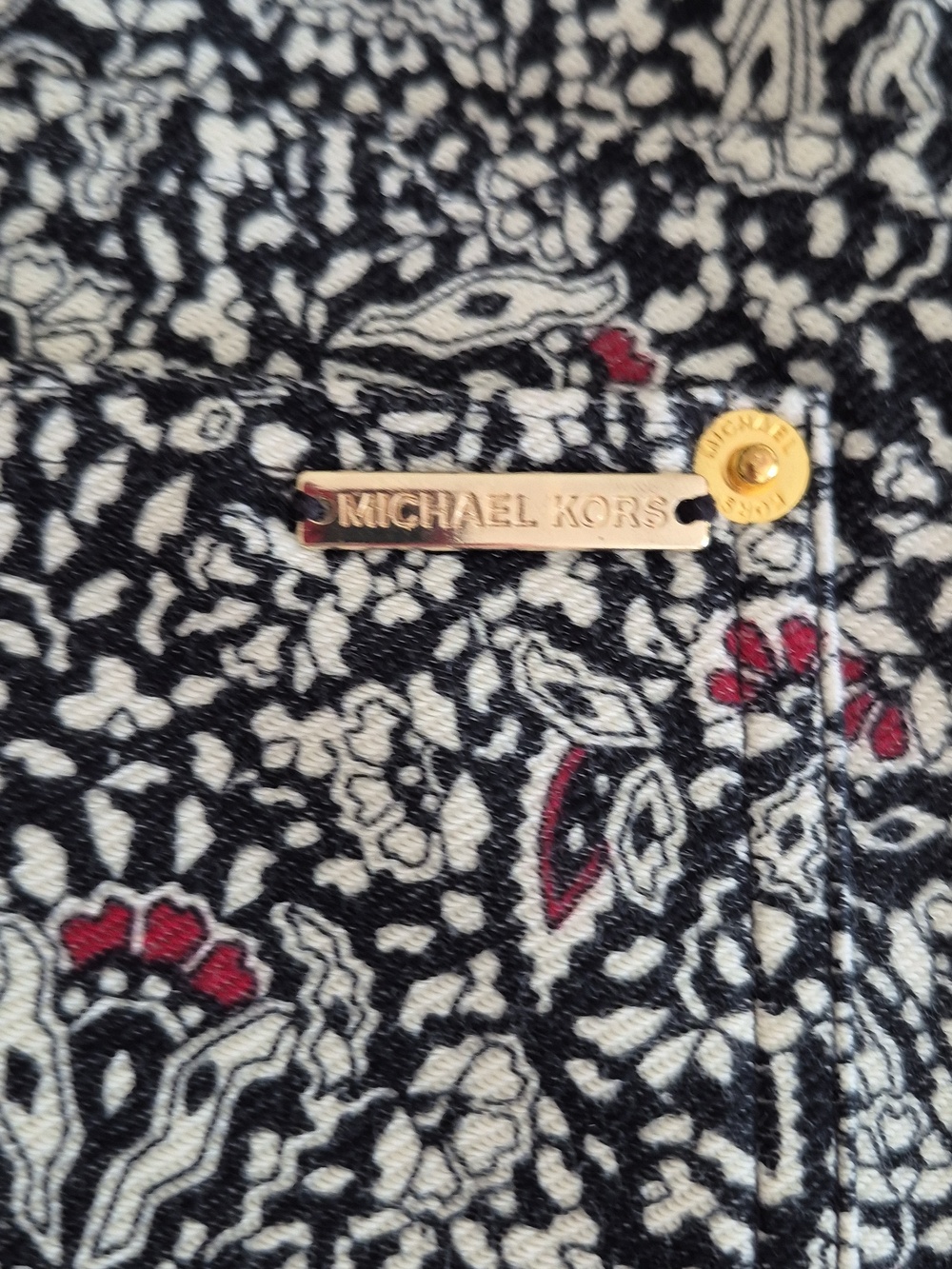 Michael Kors Black Floral Print Girls' Leggings with Pink Accents